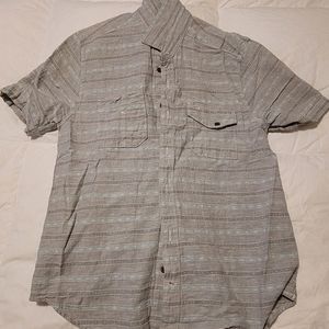 Volcom Short Sleeve Button-Up Shirt | Gray/White Pattern | Size L | Excellent Co